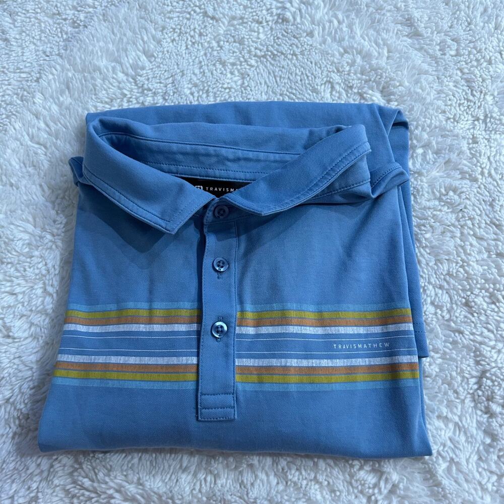 Travis Mathew Men Blue Short Sleeve Polo XXL Preppy Tennis Sport Golf Athleisure - Picture 1 of 7